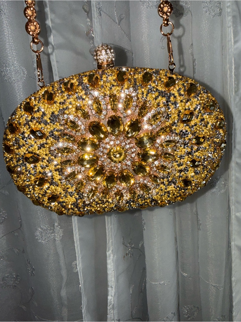 Brand new Yellow and gold beaded and blinged out purse